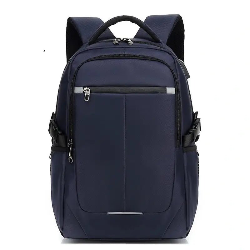 Sac à dos homme pour ordinateur portable en bleu foncé avec plusieurs compartiments et poignée supérieure