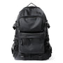 Sac à dos homme tendance en nylon noir avec poches zippées et bretelles ajustables