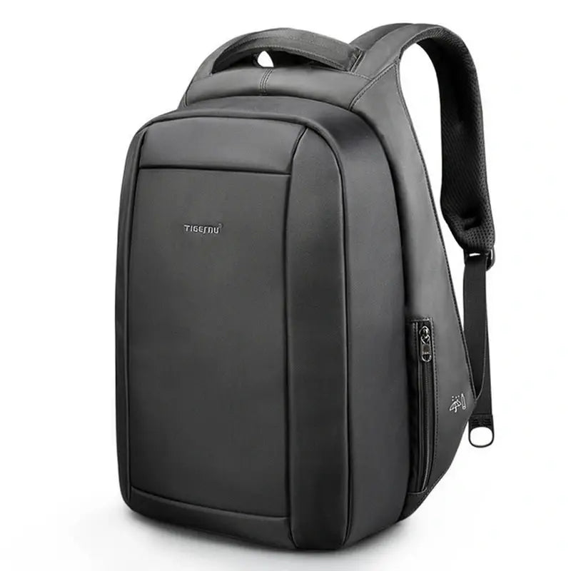 Sac à dos informatique noir élégant avec bandoulière unique et poche zippée latérale