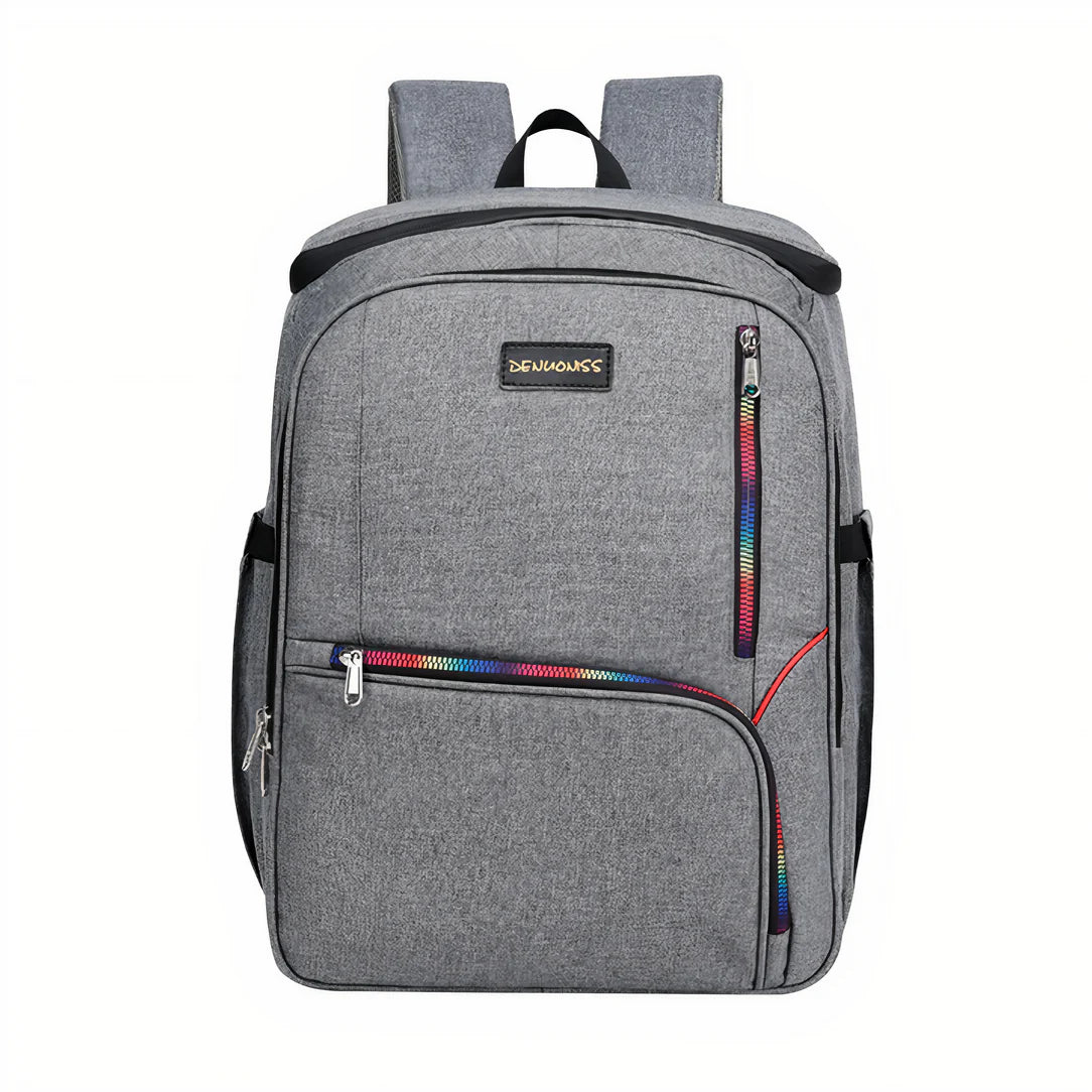 Sac à dos isotherme de picnic multipoches 25L avec gris et zippers colorés