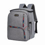 Sac à dos isotherme de picnic multipoches 25L en tissu gris avec zippers arc-en-ciel