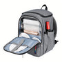 Sac à dos isotherme de picnic multipoches 25L ouvert avec contenu gris