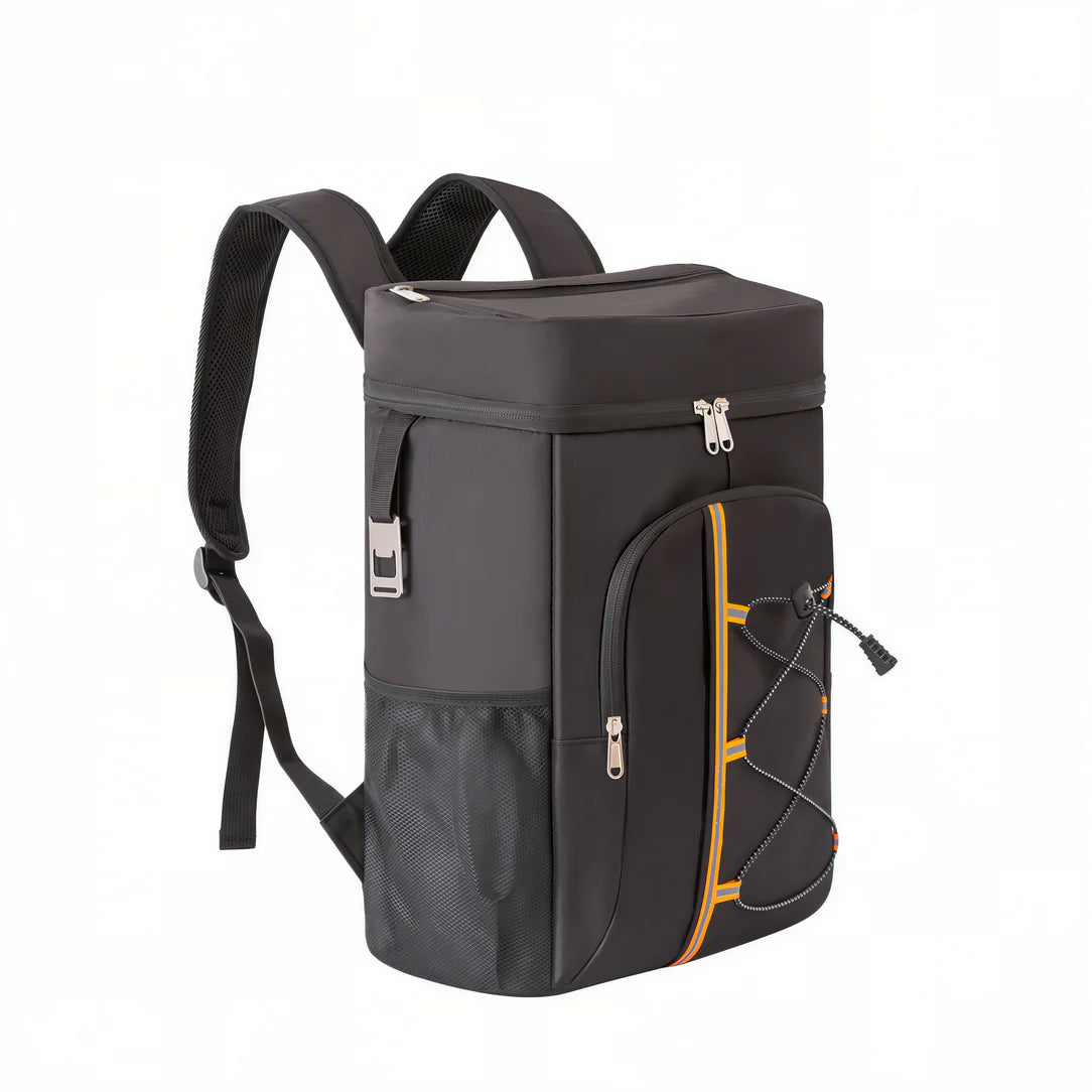 Sac à dos isotherme de trekking 20L avec compartiments noirs et accents jaunes