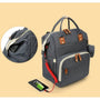 Sac à dos à langer 20L multipoches gris avec port de chargement USB externe