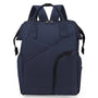 Sac à dos à langer chic en bleu foncé avec poches extérieures et zippers noirs