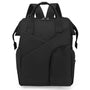 Sac à dos à langer chic en tissu noir avec multiples poches et poignées supérieures