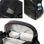 Sac à dos à langer en cuir pour bébé avec compartiments, poche téléphone et bouteille