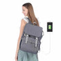 Sac à dos à langer ergonomique gris avec port de chargement USB intégré