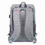 Sac à dos à langer ergonomique gris avec bretelles ajustables et poignée supérieure