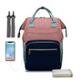 Sac à dos à langer le Queen rose et marine avec ports USB et accessoires pour bébé
