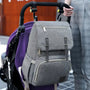 Sac à dos à langer oxford gris avec plusieurs poches et sangles pour poussette