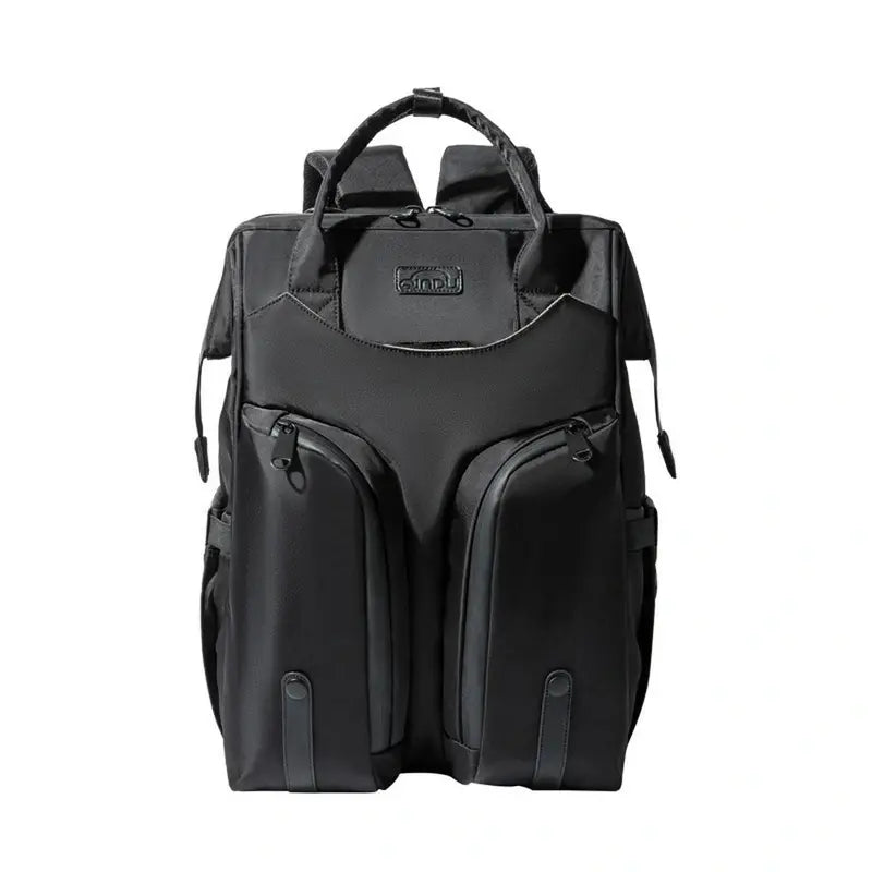 Sac à dos à langer pour jumeaux noir avec poches extérieures et poignées supérieures