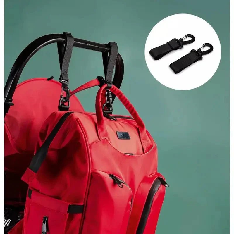 Sac à dos à langer pour jumeaux avec sac à dos rouge et crochets pour poussette
