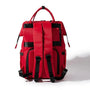 Sac à dos à langer pour jumeaux rouge convertible avec bretelles noires et accents noirs