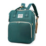 Sac à dos à langer USB vert teal multifonction avec compartiments et poignées