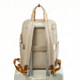Sac à dos Lune Opaline crème avec accents cuir marron et sangles ajustables