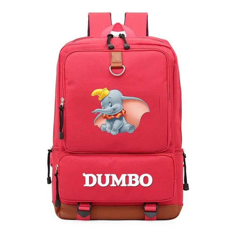 Sac à dos maternelle Dumbo rouge avec garniture brune pour enfant