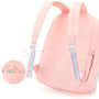 Sac à dos maternelle fille rose avec bretelles arc-en-ciel et poche secrète