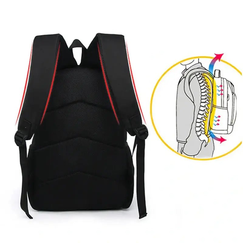 Sac à dos maternelle stitch noir avec bretelles rembourrées et soutien dorsal