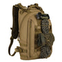Sac à dos militaire 25L 1000D tan avec molle, cordons, corde et lampe attachée