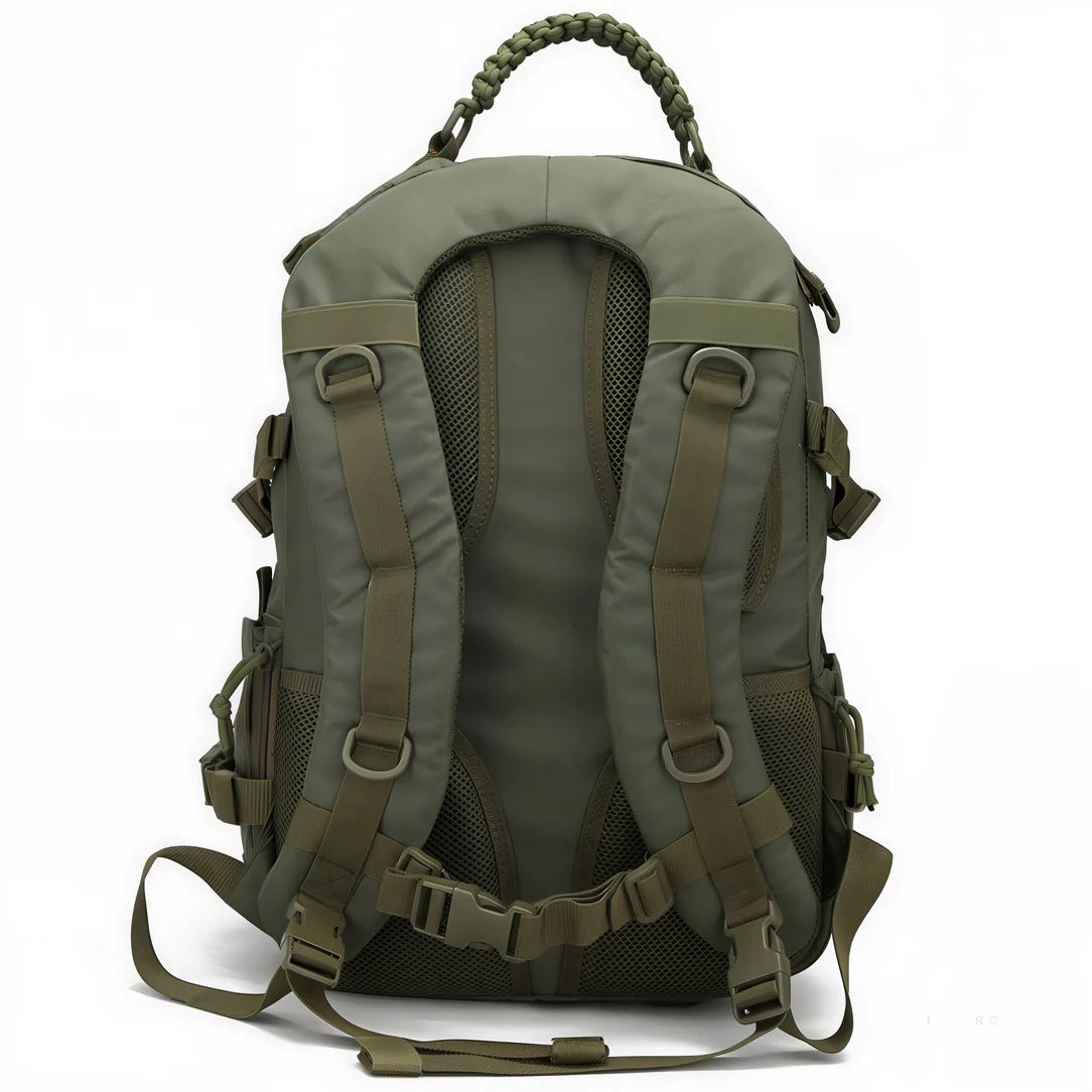 Sac à dos militaire 35l vert olive avec bretelles rembourrées et poignée tressée