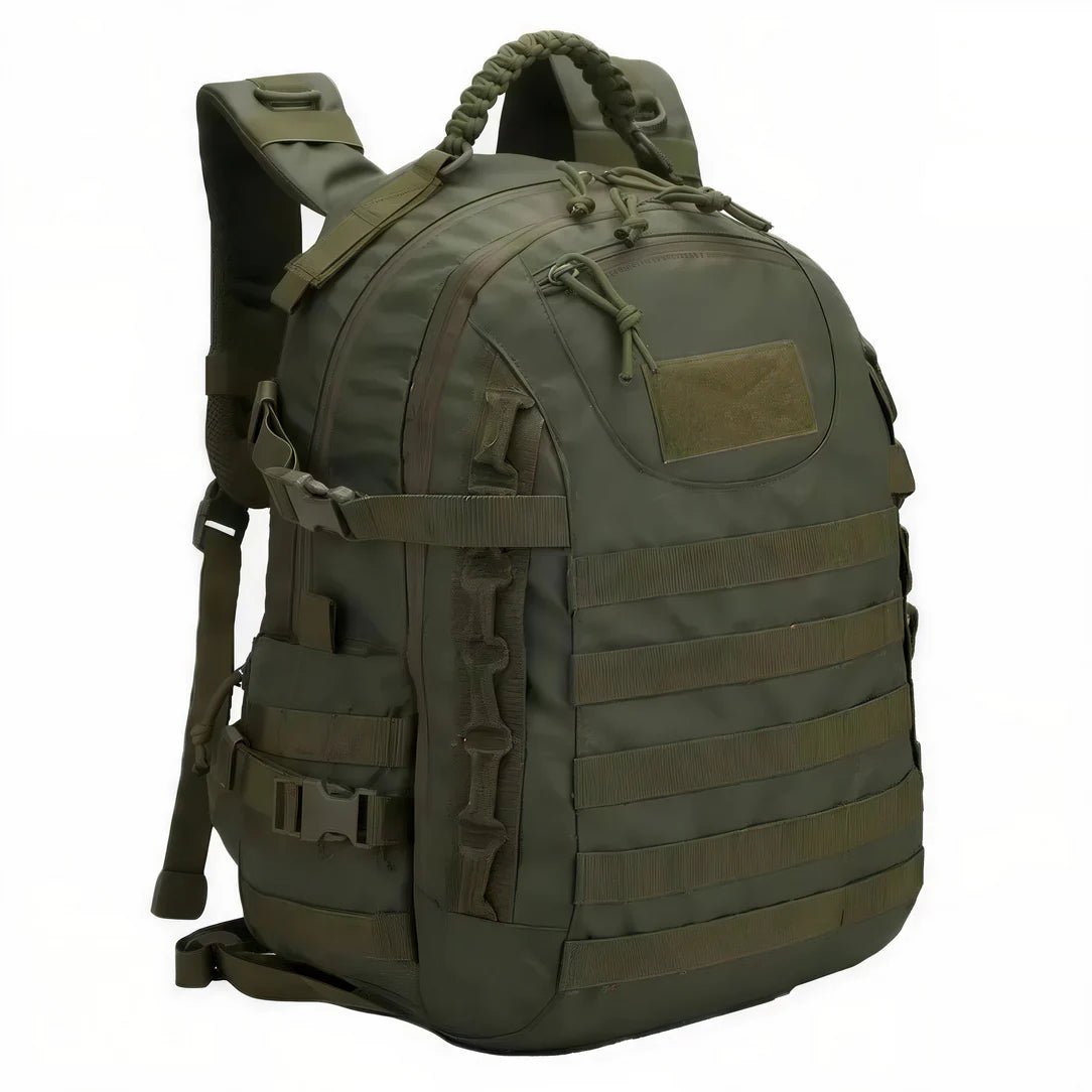 Sac à dos militaire 35l vert olive avec webbing MOLLE et multiples compartiments