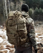 Sac à dos militaire 70L 600D vert olive avec plusieurs compartiments et sangles
