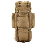 Sac à dos militaire 70l tactique beige avec plusieurs compartiments et bretelles ajustables