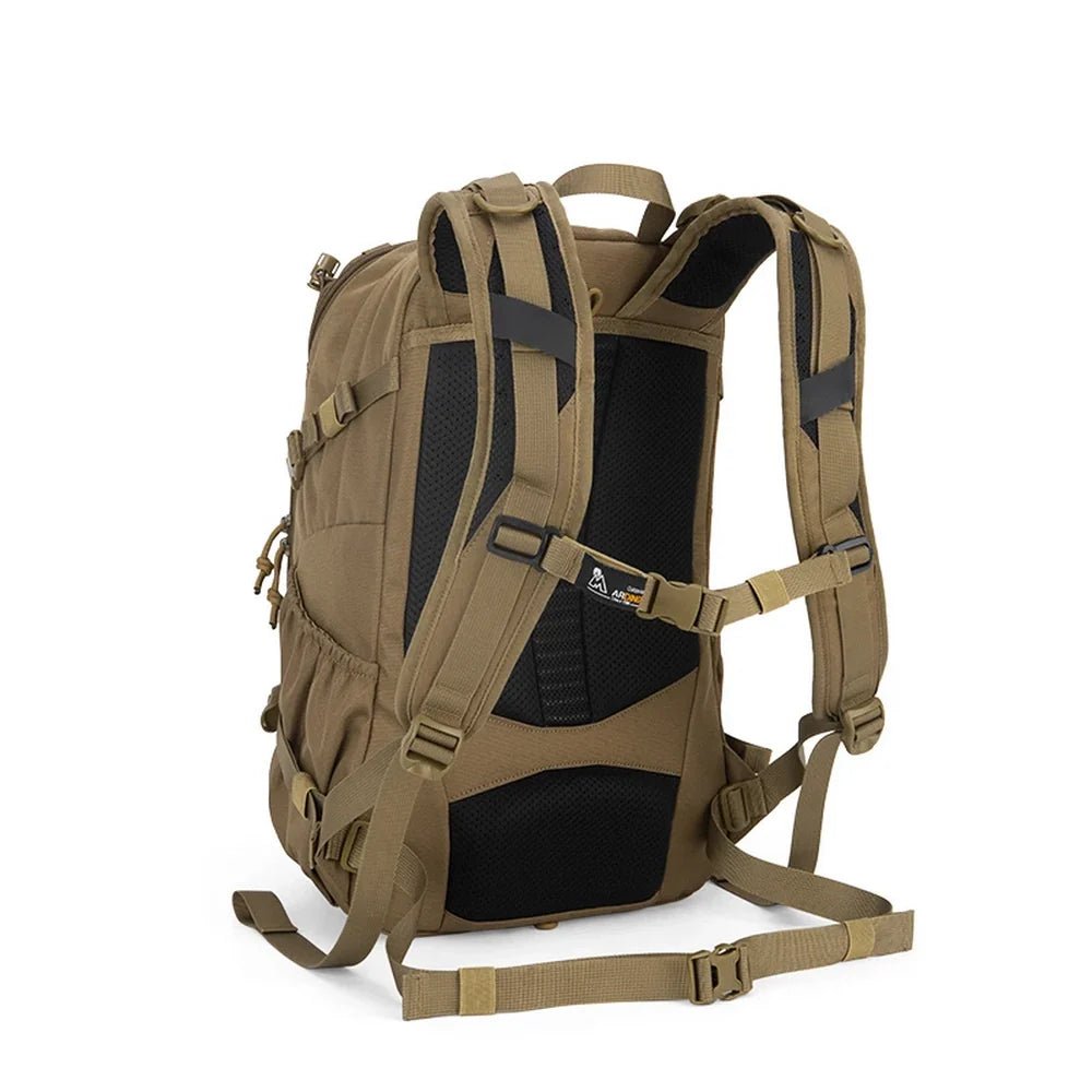 Sac à dos militaire tactique 25L 915D avec bretelles rembourrées et panneau dorsal tan
