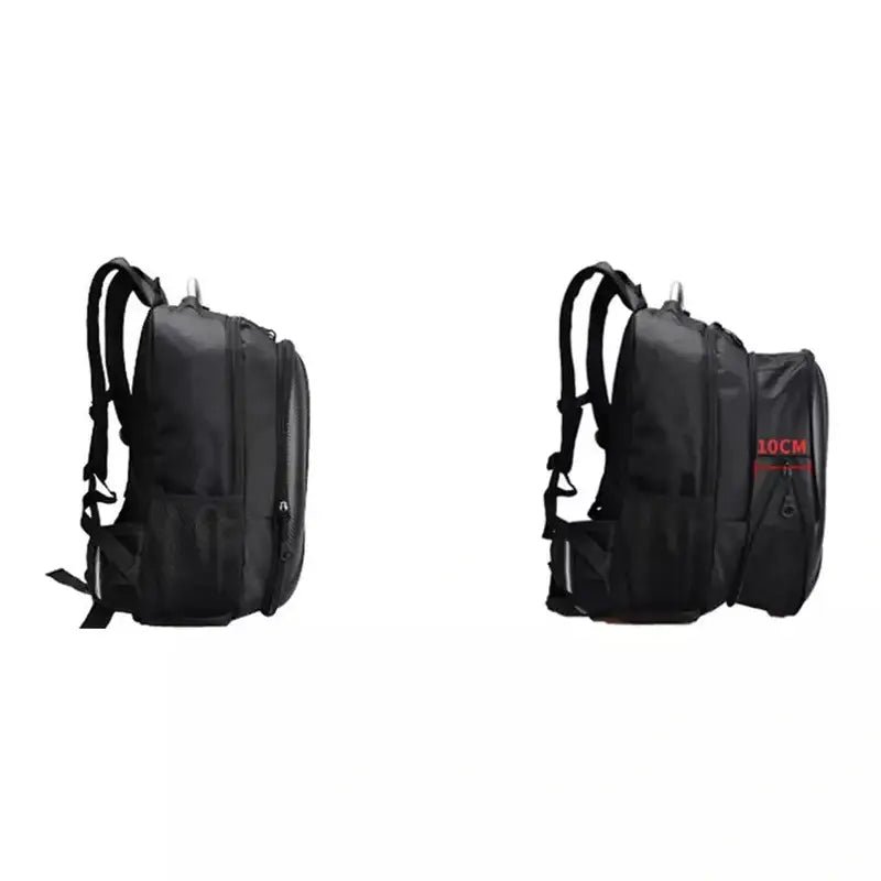Sac à dos moto rigide noir extensible avec compartiments spacieux