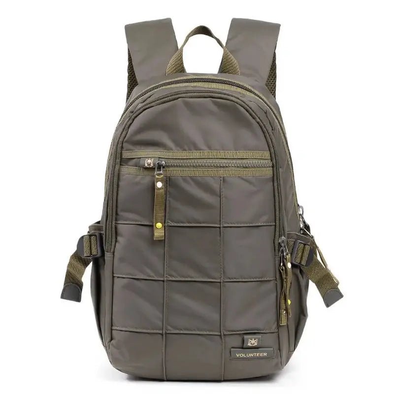 Sac à dos multi rangement olive vert avec compartiments zippés et bretelles ajustables