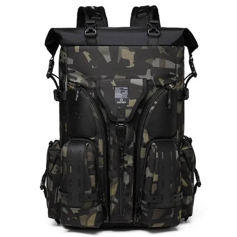 Sac à dos multifonction avec motif camouflage, poches extérieures et bretelles ajustables