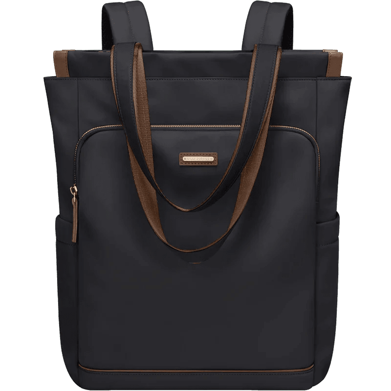 Sac à dos multifonction femme noir convertible avec bretelles et accents marron