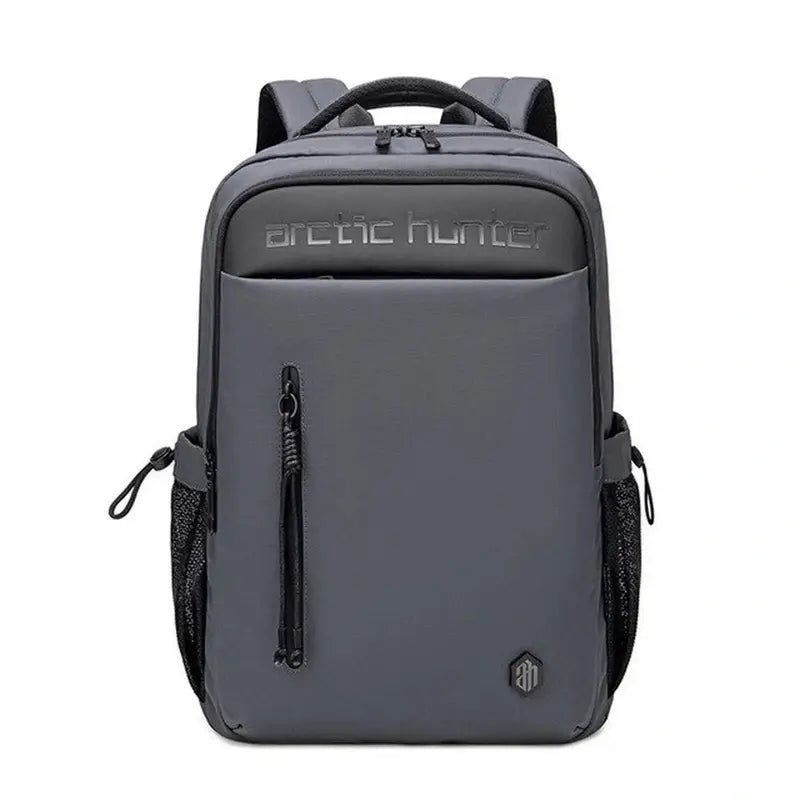 Sac à dos multifonction pour ordinateur gris foncé avec compartiments et poches latérales en mesh