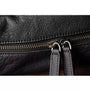 Sac à dos noir en cuir véritable avec fermeture éclair en cuir texturé noir