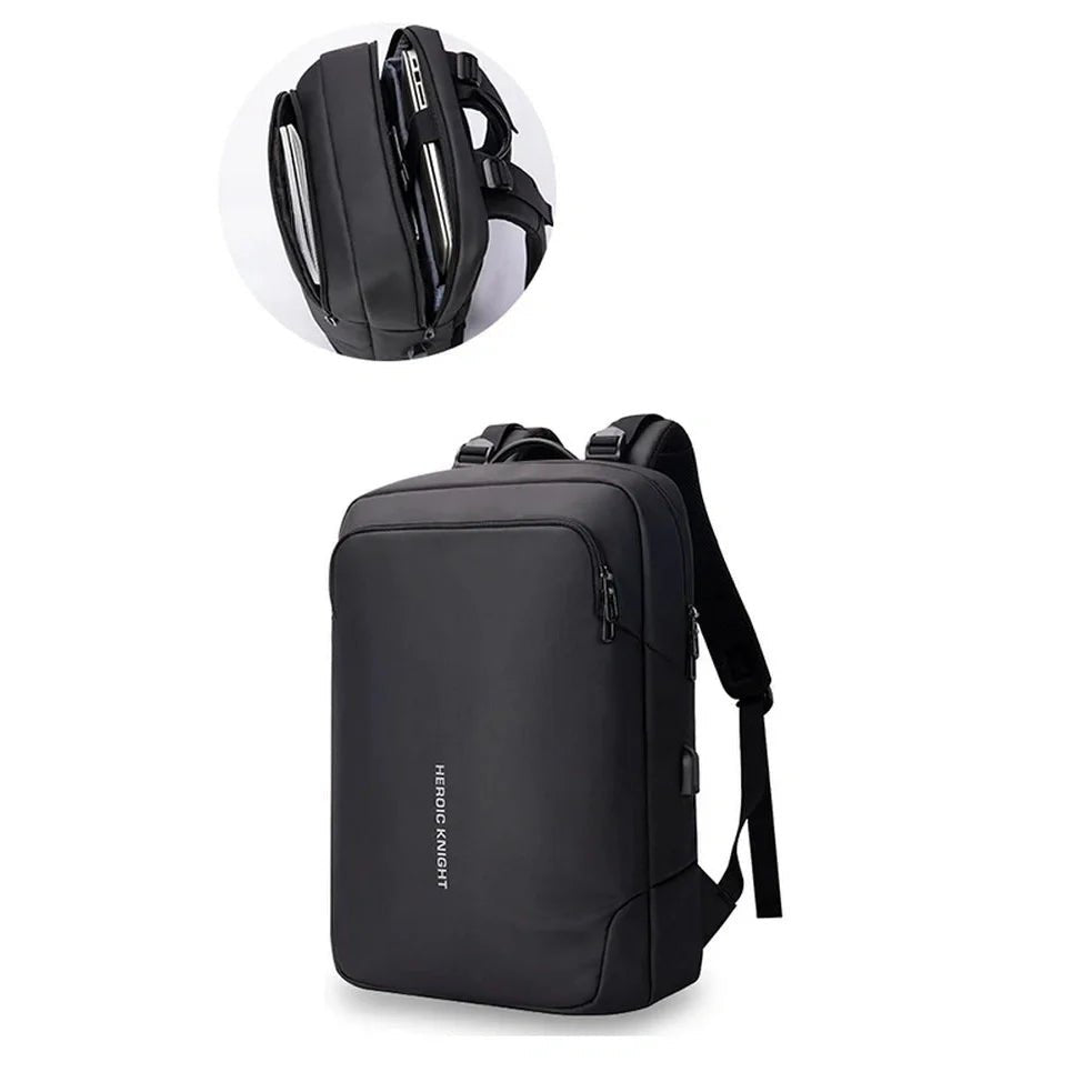 Sac à dos noir élégant pour ordinateur avec port de charge USB anti-vol