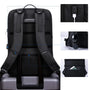Sac à dos noir élégant pour ordinateur avec porte-ordinateur, port USB et multiples compartiments