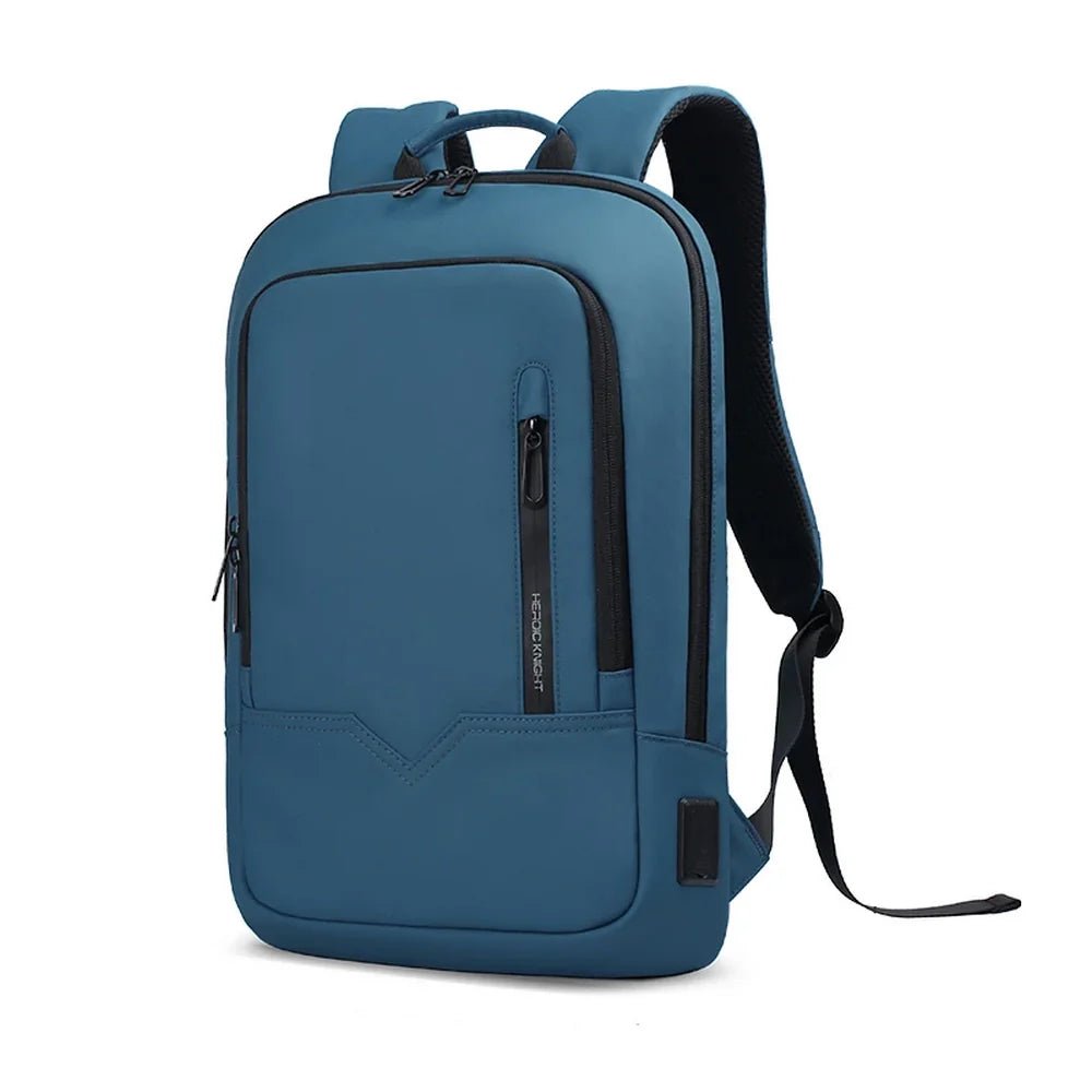 Sac à dos ordinateur 14 pouces femme en teal avec compartiments zippés et port USB