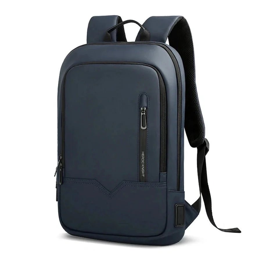 Sac à dos ordinateur 14 pouces femme, bleu foncé, slim avec poche verticale et port USB