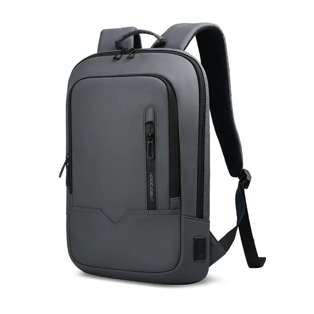 Sac à dos ordinateur 14 pouces femme en gris foncé avec compartiments zippés et port USB