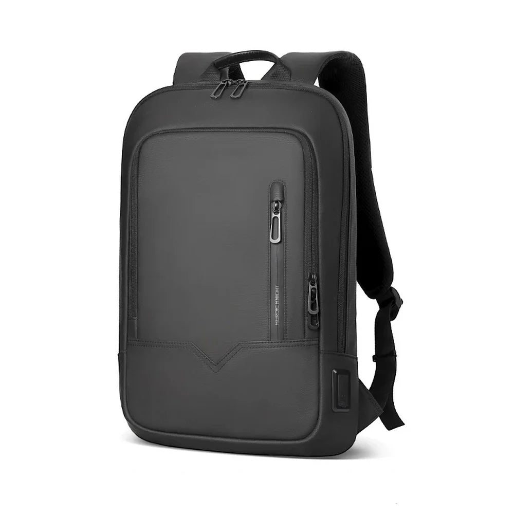 Sac à dos ordinateur 14 pouces femme noir élégant avec compartiments zippés et port USB externe