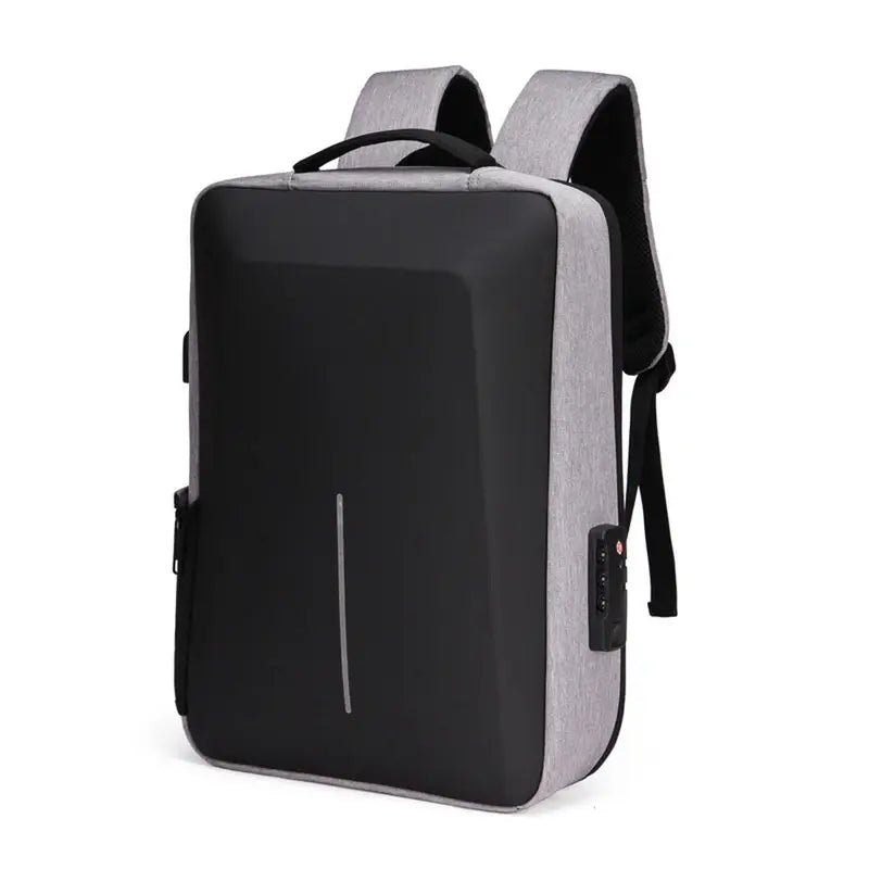 Sac à dos ordinateur 15 pouces antivol avec coque rigide noir et gris