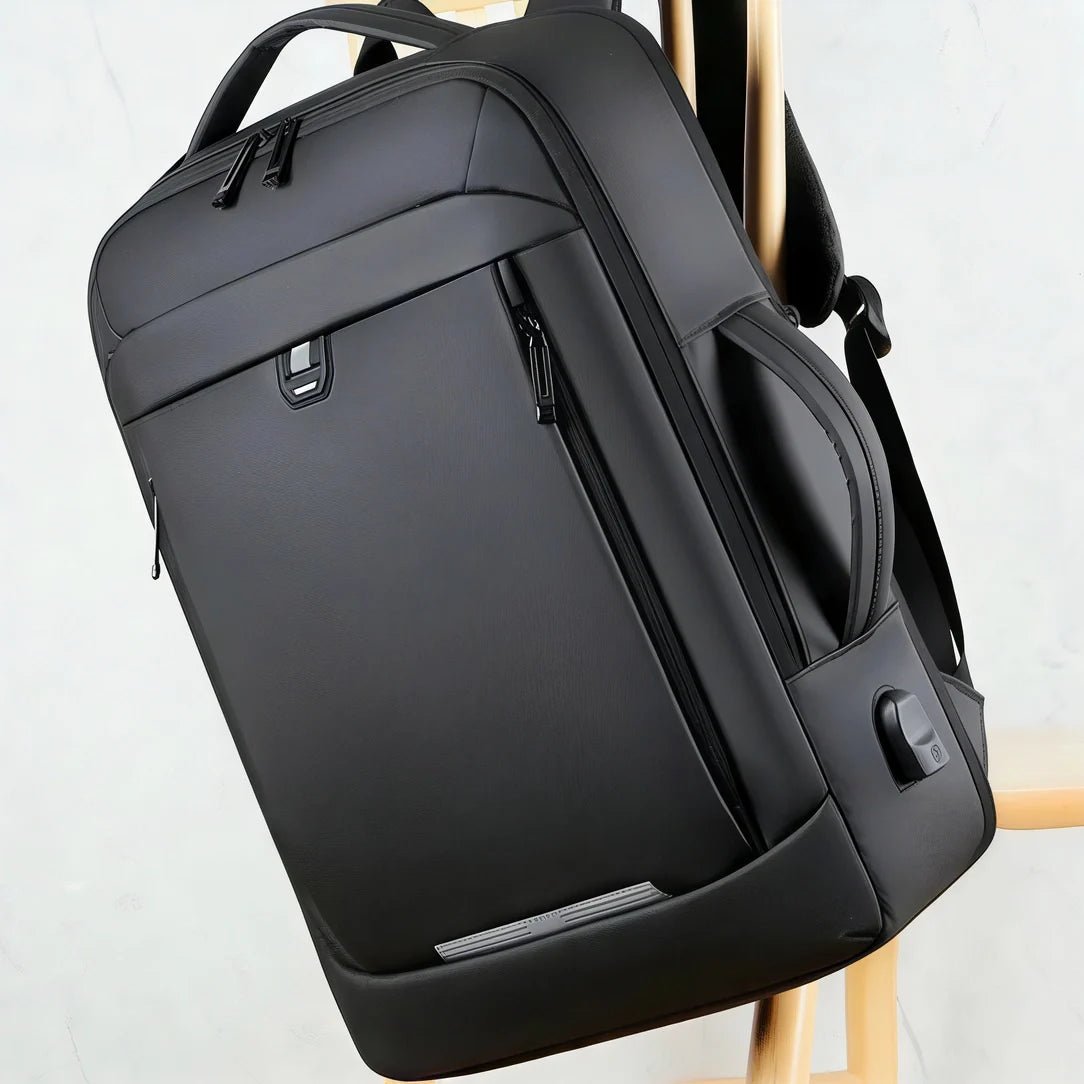Sac à dos ordinateur extensible 17 pouces noir avec poignée et port USB latéral