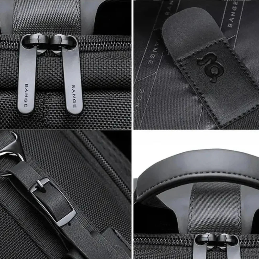Sac à dos ordinateur imperméable homme noir avec compartiments zippés et bandoulière ajustable