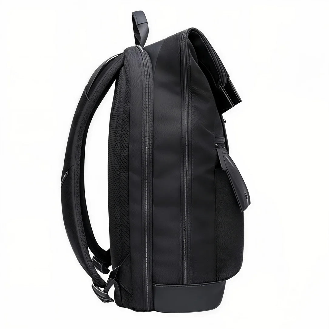 Sac à dos ordinateur imperméable homme noir avec bretelles rembourrées et zip latéral
