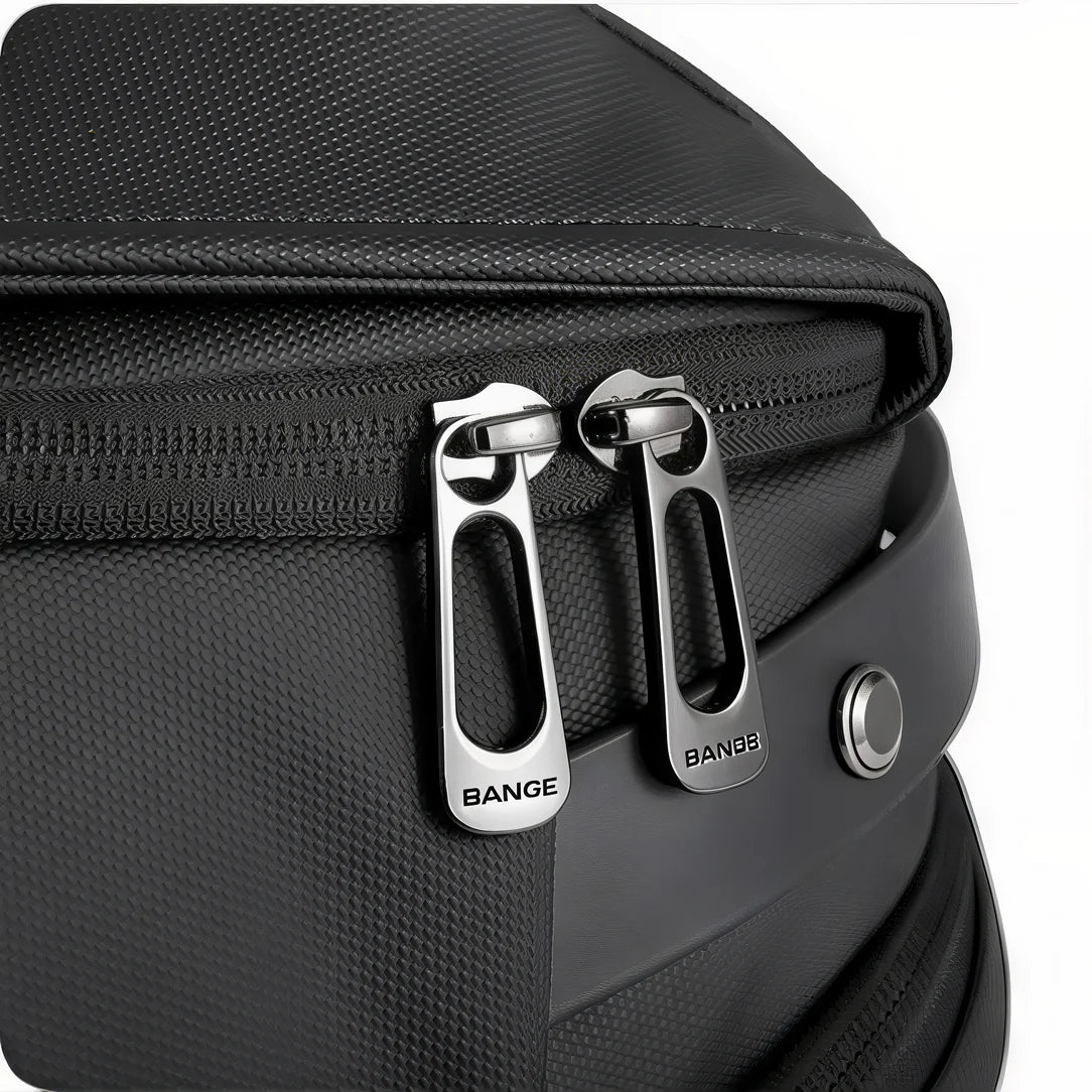 Sac à dos ordinateur pour femme ergonomique en tissu noir texturé avec deux tirettes métalliques