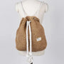 Sac à dos paille en paille tissée à la main avec cordons en corde blanche