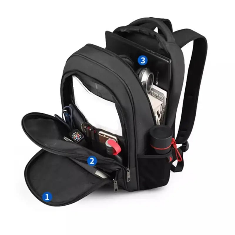 Sac à dos PC 15 pouces noir avec plusieurs compartiments pour une organisation optimale