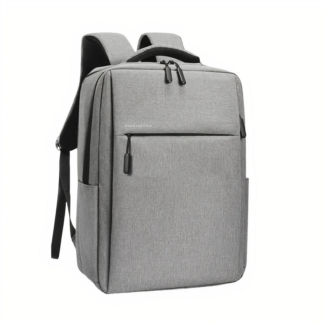 Sac à dos PC portable 17 pouces Urban Nova en tissu gris clair avec plusieurs compartiments zippés
