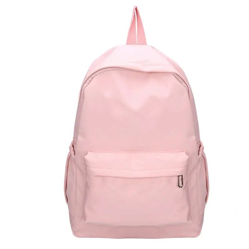 Sac à dos petite fille rose solide avec poche avant et poches latérales